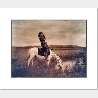 Native American on Horseback, Oasis in the Badlands 1905 Edward S Curtis Posters and Art